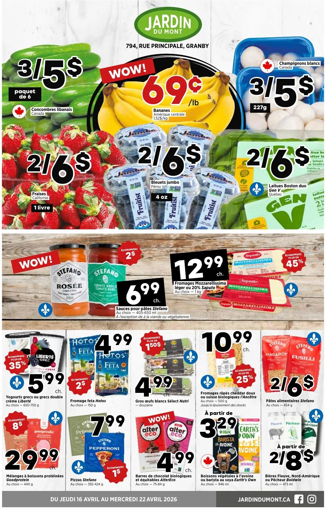 Page 1 de la Circulaire Jardin du Mont du 16 au 22 avril 2026