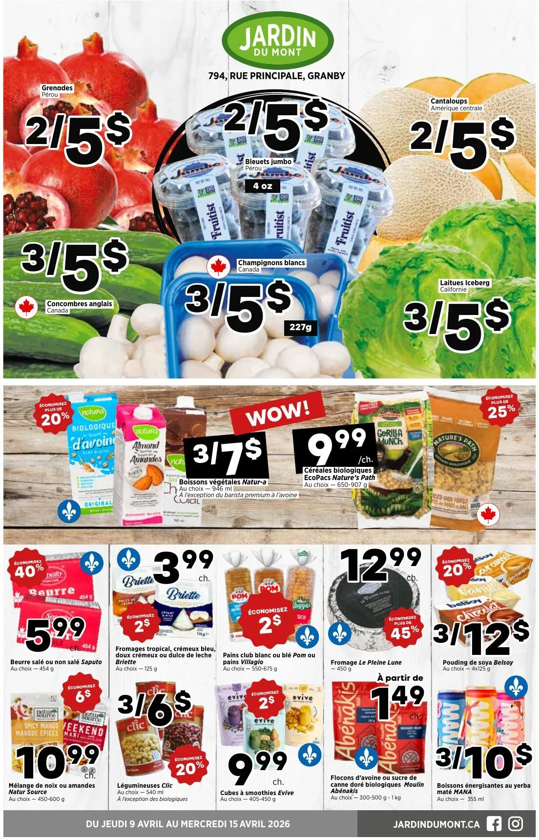 Page 1 de la Circulaire Jardin du Mont du 9 au 15 avril 2026