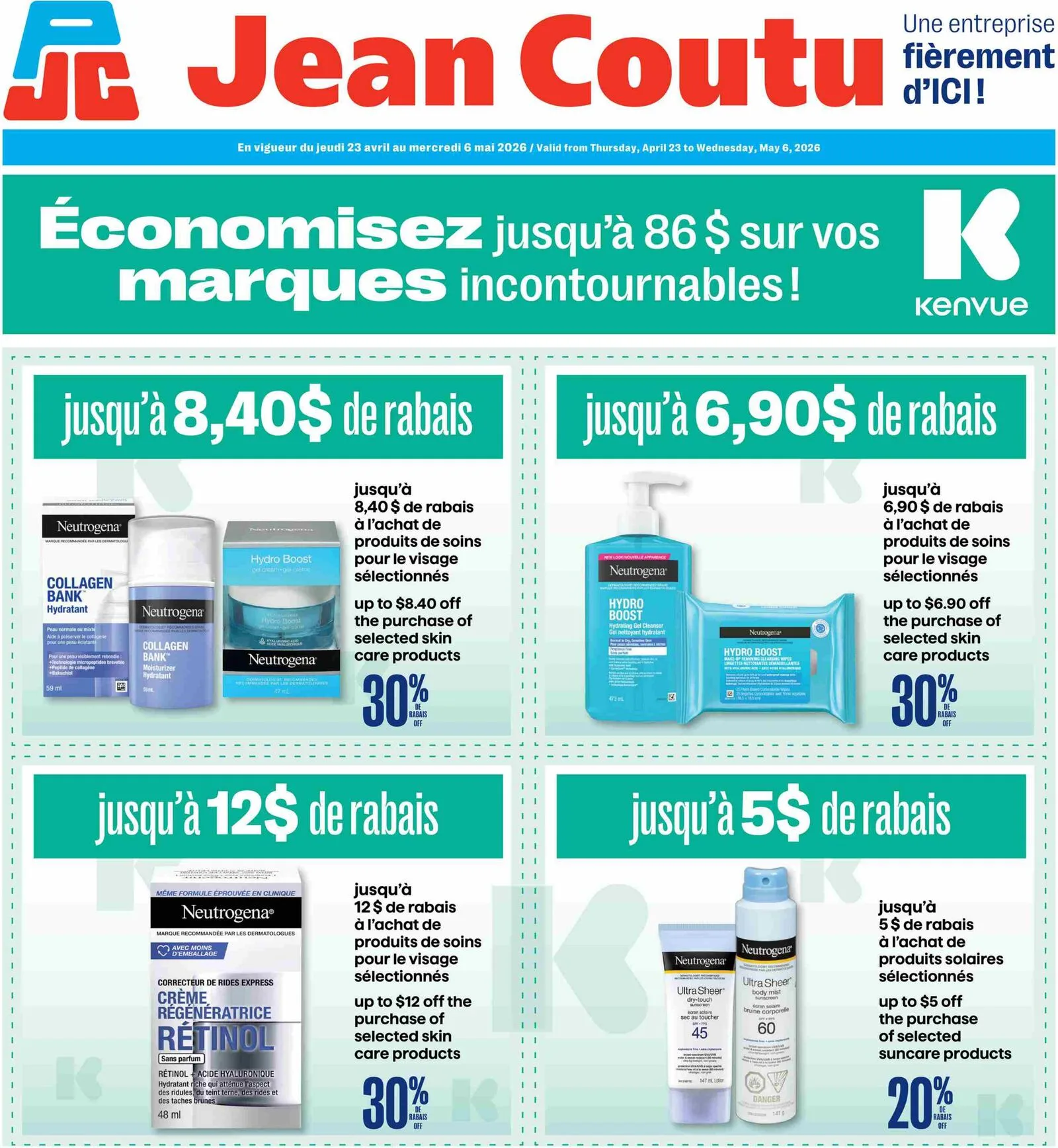 Page 1 de la Circulaire Jean Coutu Produit Naturel du 7 au 13 mai 2026