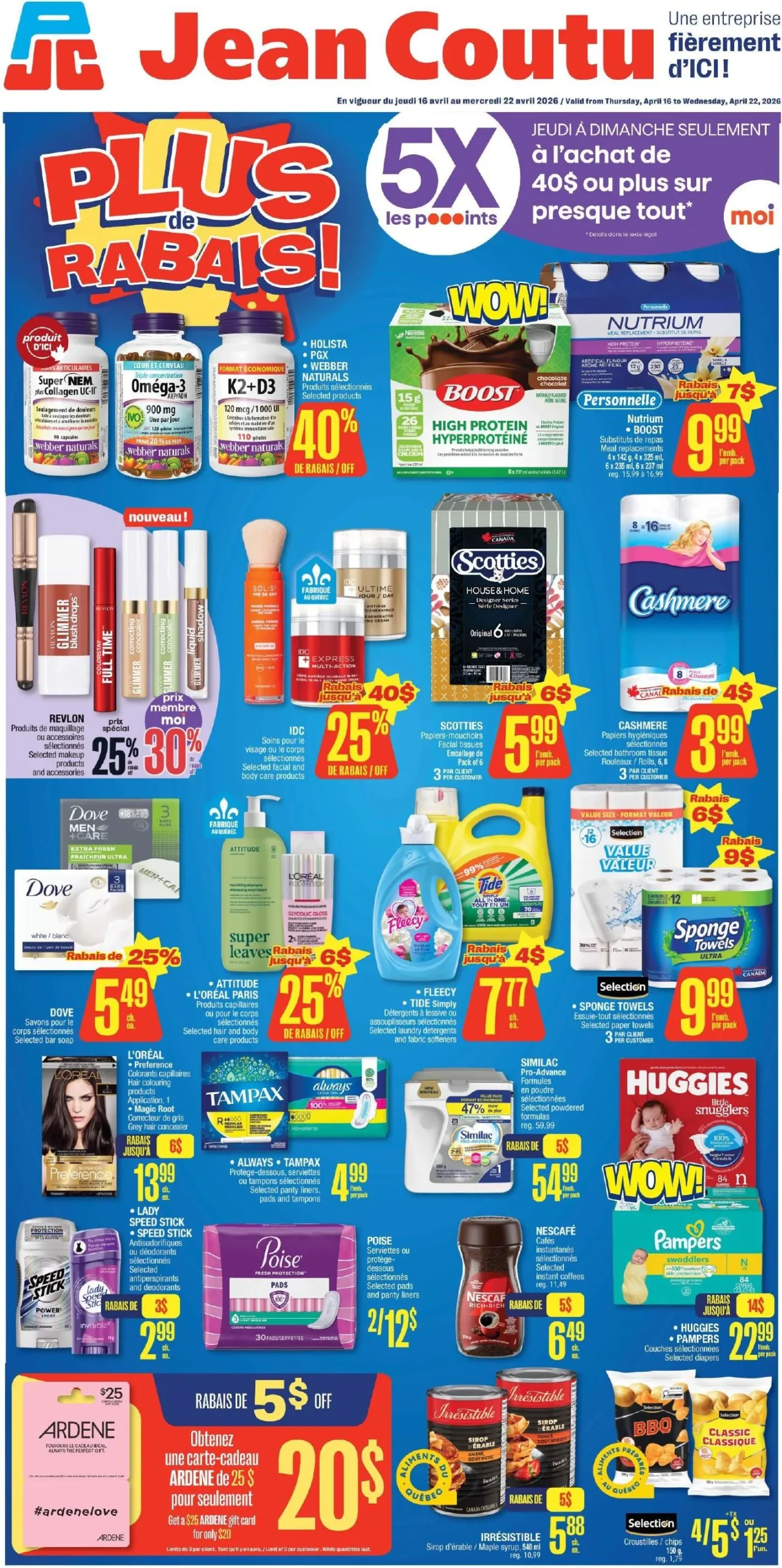 Page 1 de la Circulaire Jean Coutu du 16 au 22 avril 2026