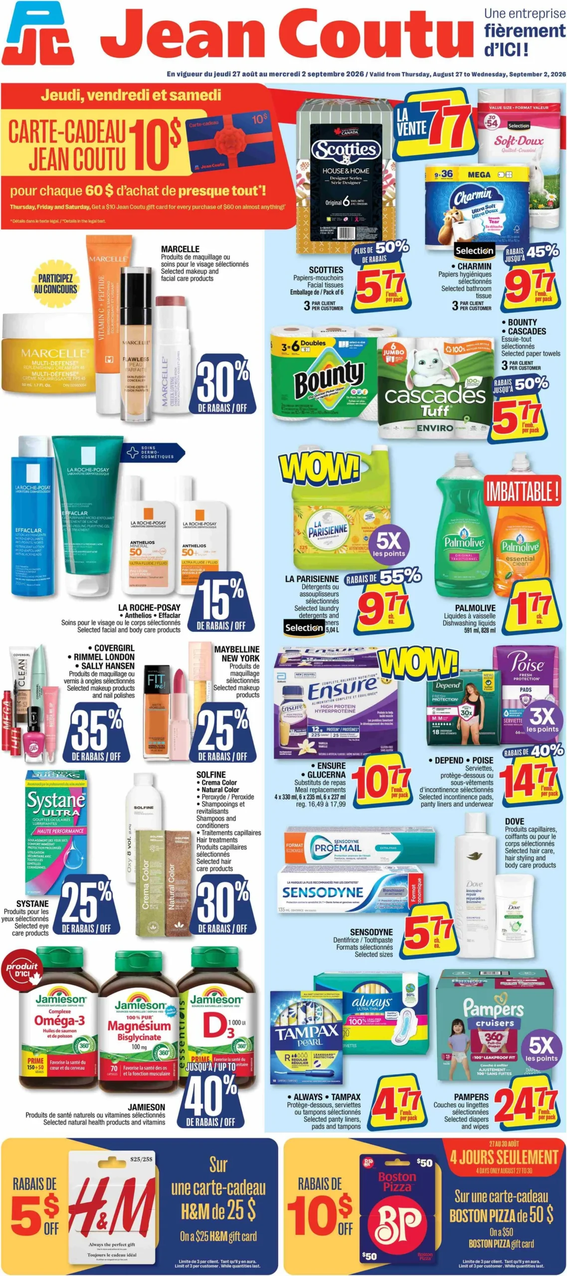 Page 1 de la Circulaire Jean Coutu du 27 août au 2 septembre 2026
