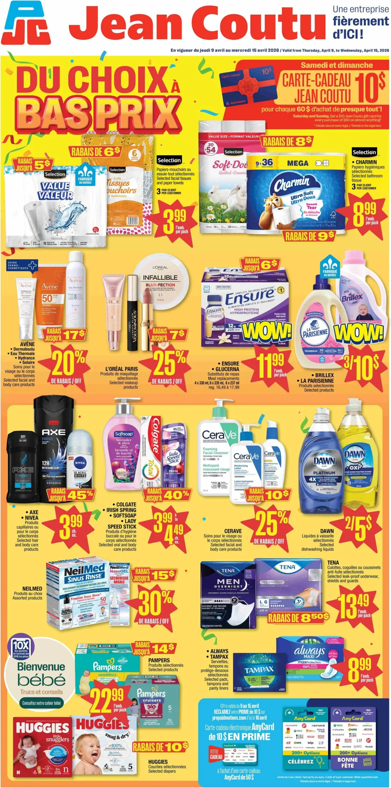 Page 1 de la Circulaire Jean Coutu du 9 au 15 avril 2026