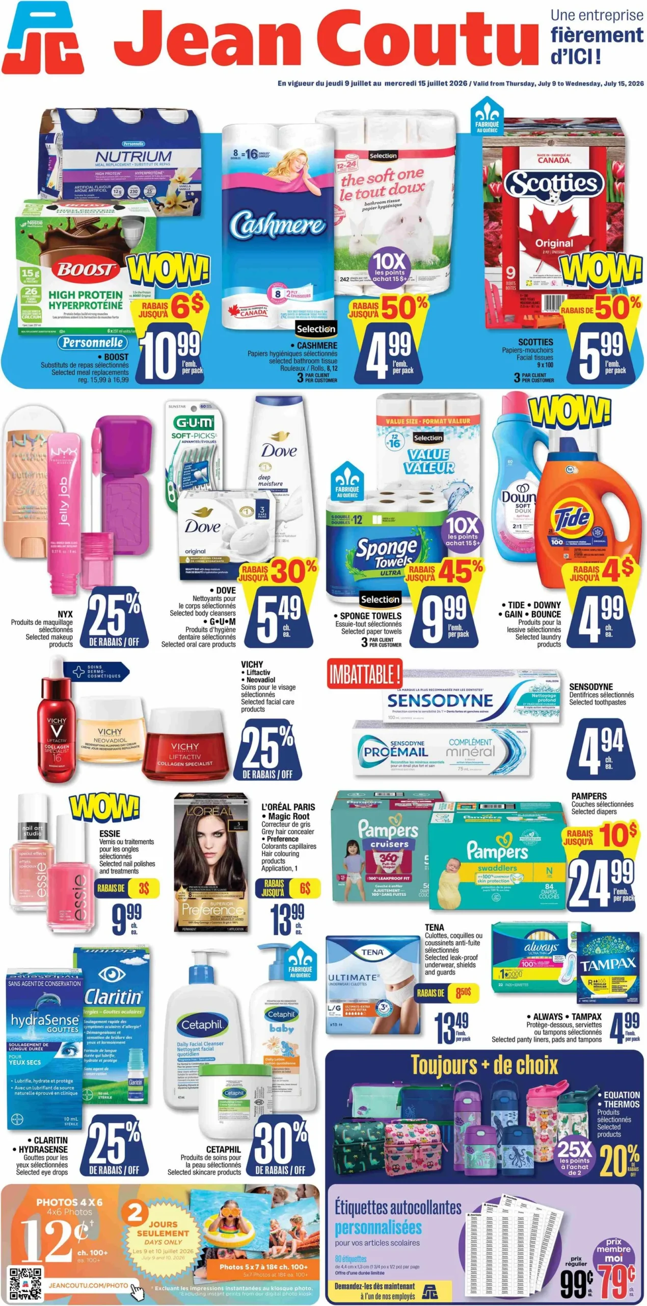 Page 1 de la Circulaire Jean Coutu du 9 au 15 juillet 2026
