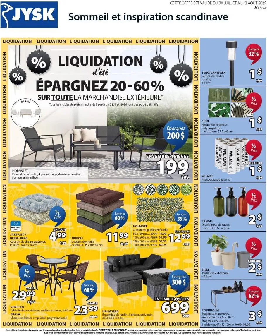 Page 1 de la Circulaire Jysk du 30 juillet au 12 août 2026