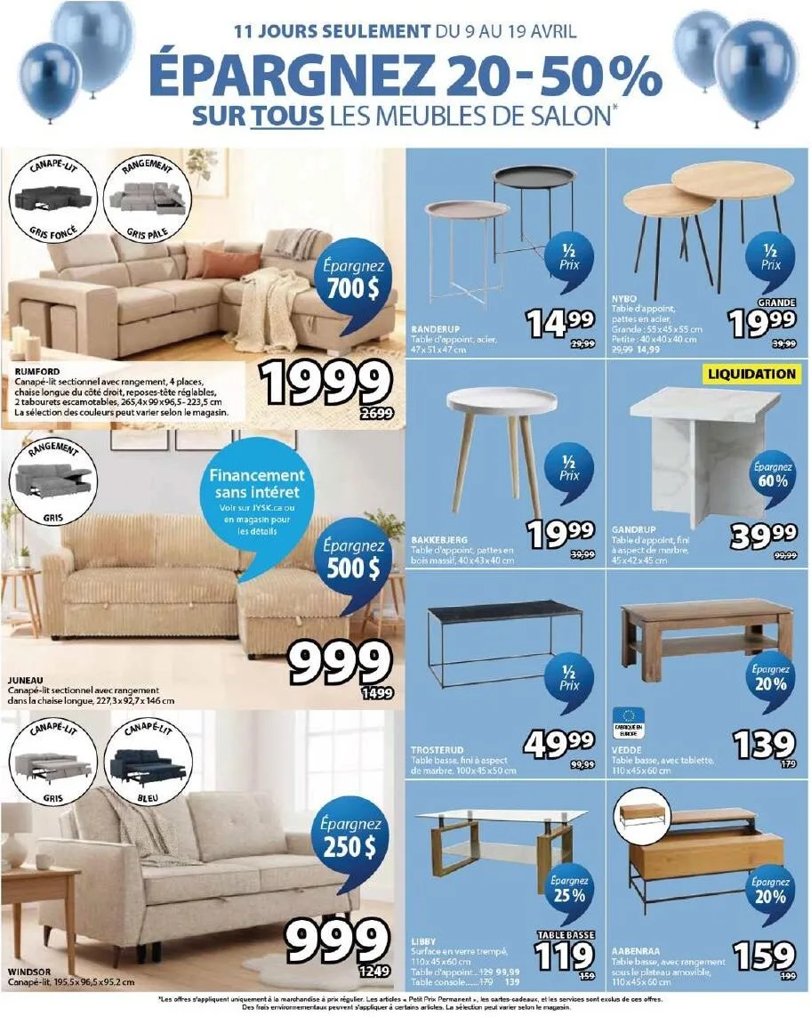 Page 9 de la Circulaire Jysk du 9 au 22 avril 2026