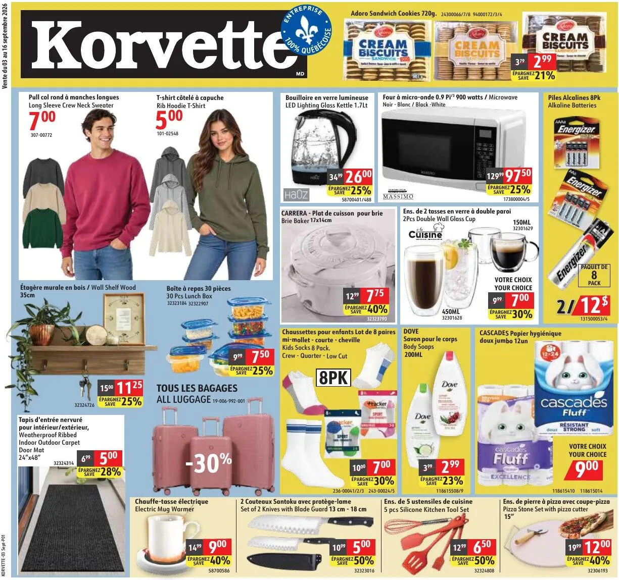Page 1 de la Circulaire Korvette du 3 au 16 septembre 2026