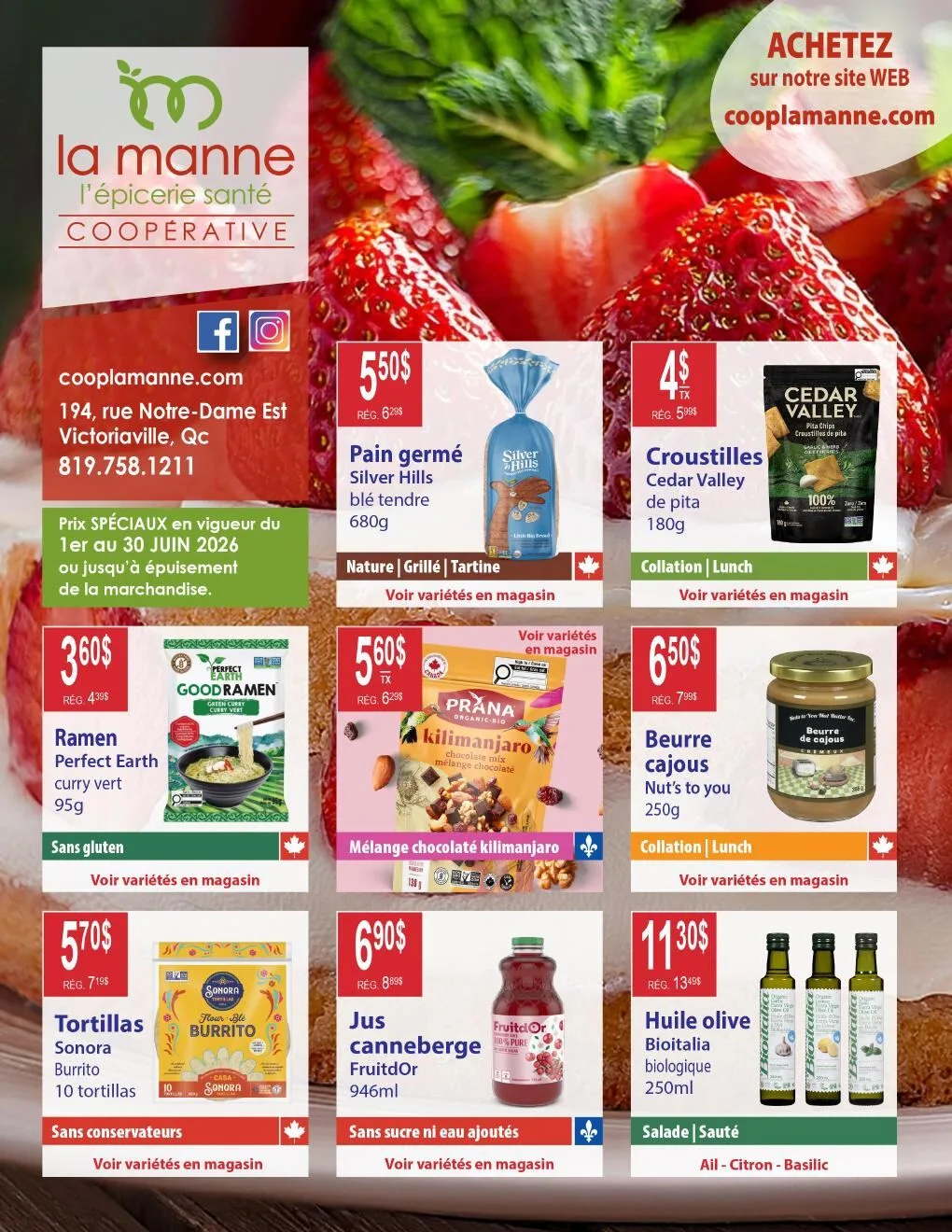 Page 1 de la Circulaire La Manne Épicerie Santé du 1 au 30 juin 2026