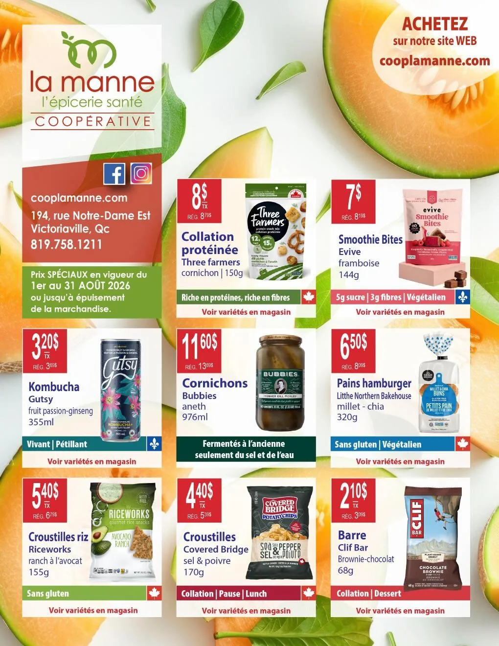 Page 1 de la Circulaire La Manne Épicerie Santé du 1 au 31 août 2026