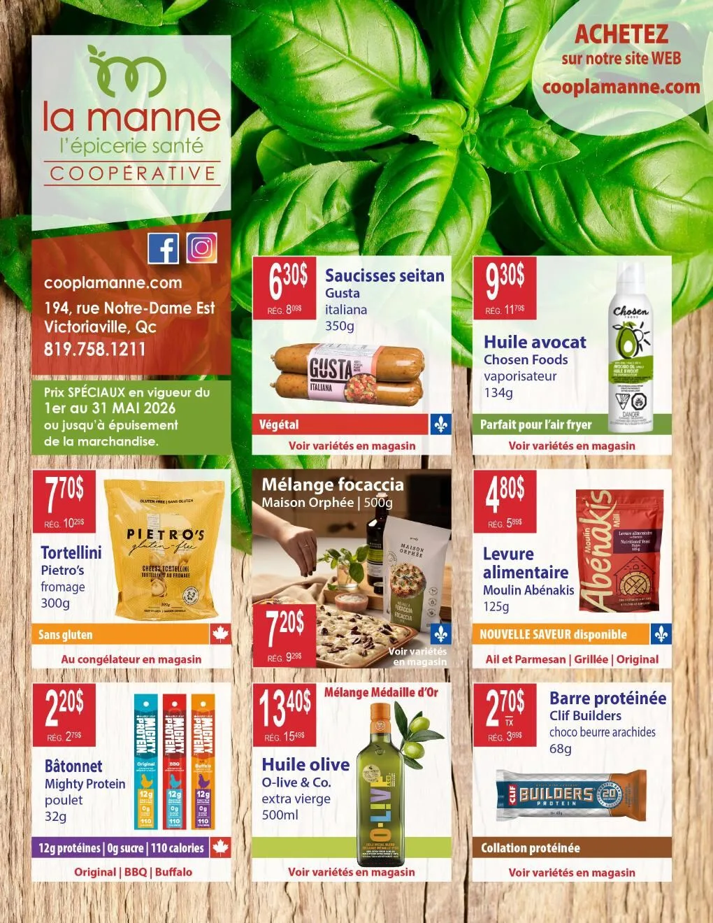 Page 1 de la Circulaire La Manne Épicerie Santé du 1 au 31 mai 2026