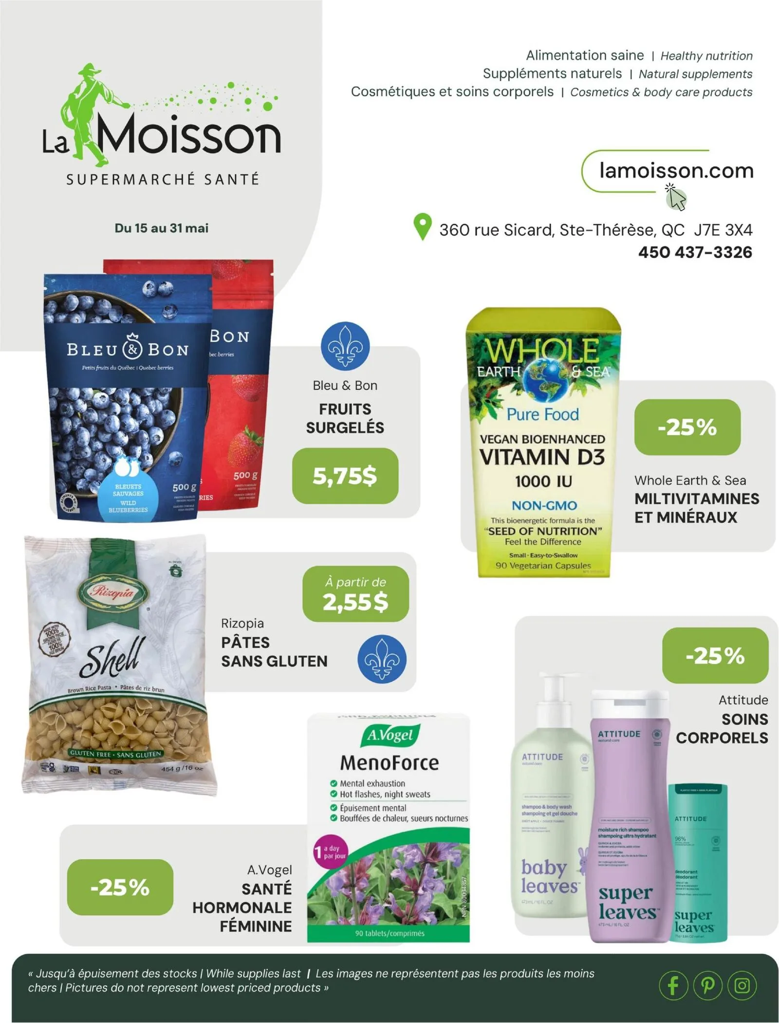 Page 1 de la Circulaire La Moisson Supermarché Santé du 15 au 31 mai 2026