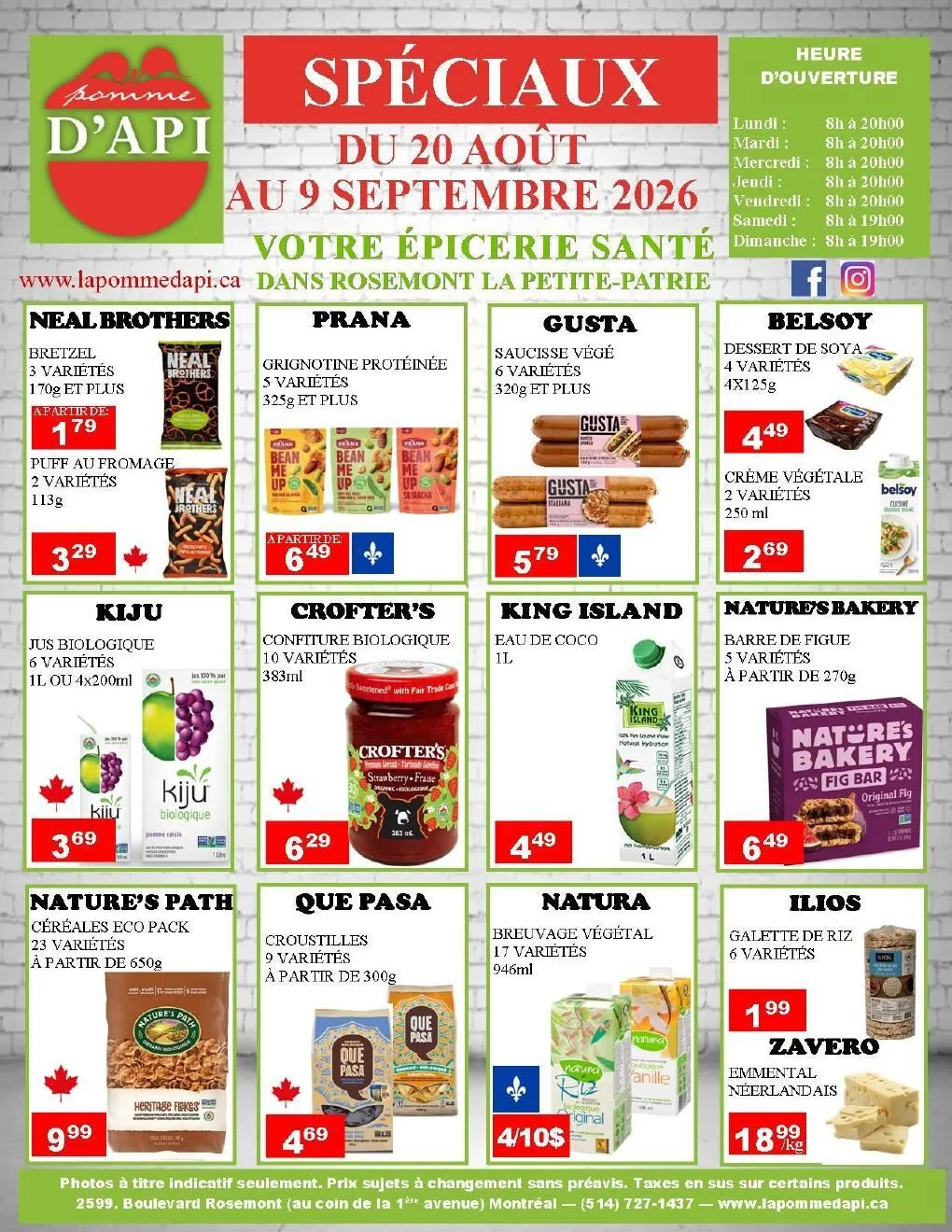 Page 1 de la Circulaire La Pomme d&rsquo;Api du 20 août au 9 septembre 2026