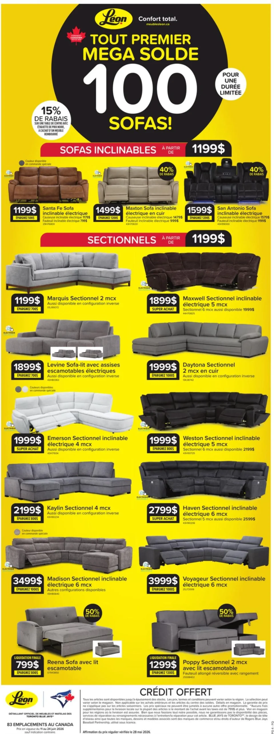 Page 4 de la Circulaire Léon Mega solde sofas du 11 au 24 juin 2026
