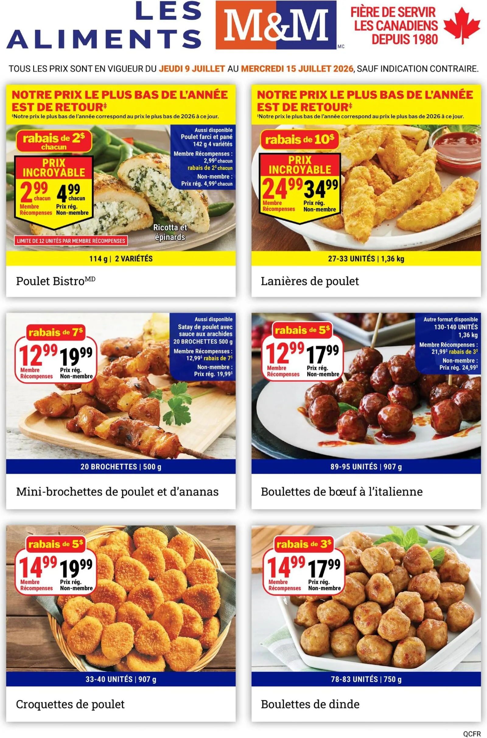 Page 1 de la Circulaire Les Aliments M&M du 9 au 15 juillet 2026