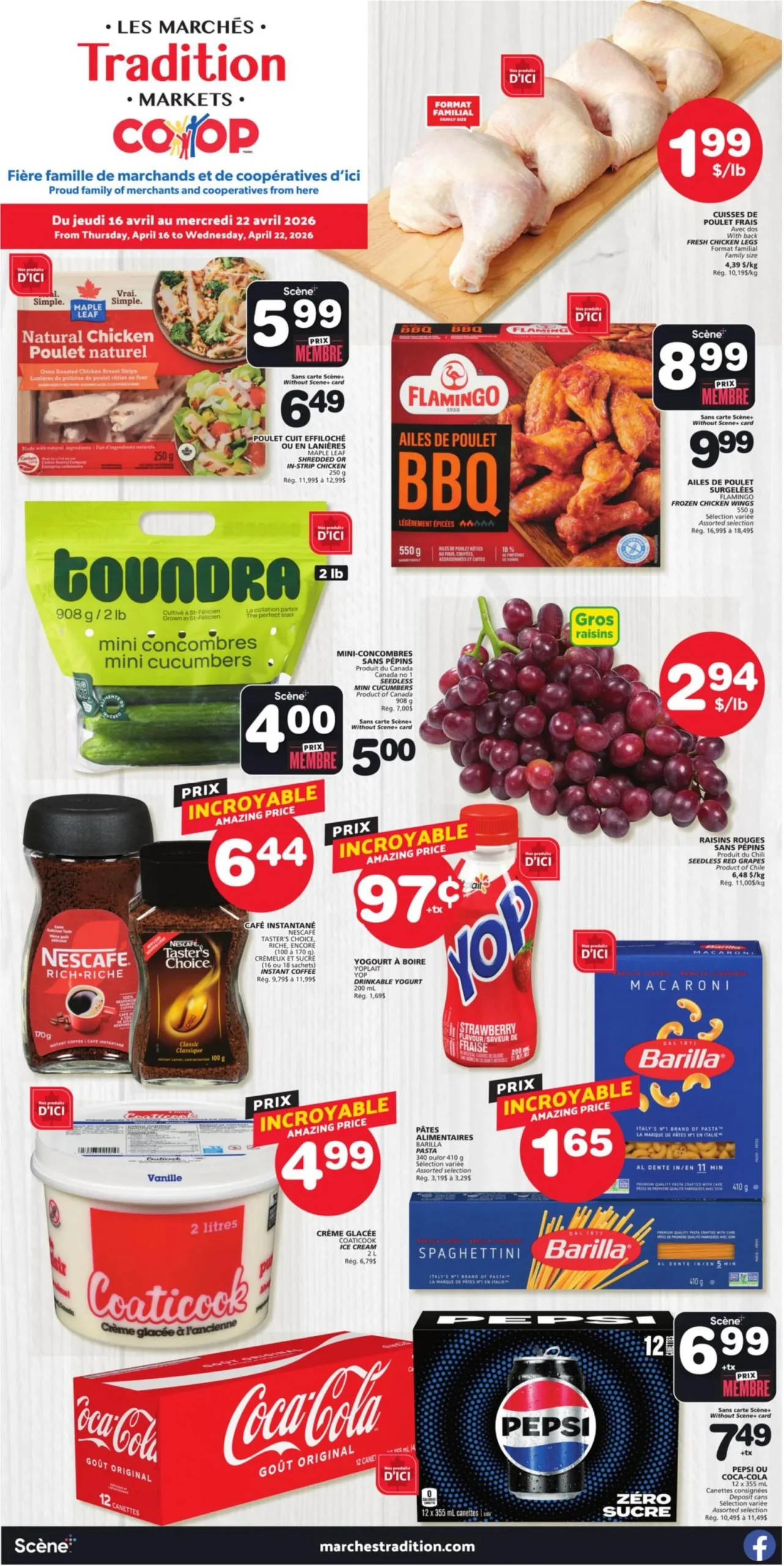 Page 1 de la Circulaire Les Marchés Tradition Marchés Coop du 16 au 22 avril 2026