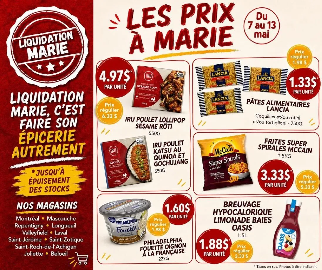 Page 1 de la Circulaire Liquidation Marie du 7 au 13 mai 2023
