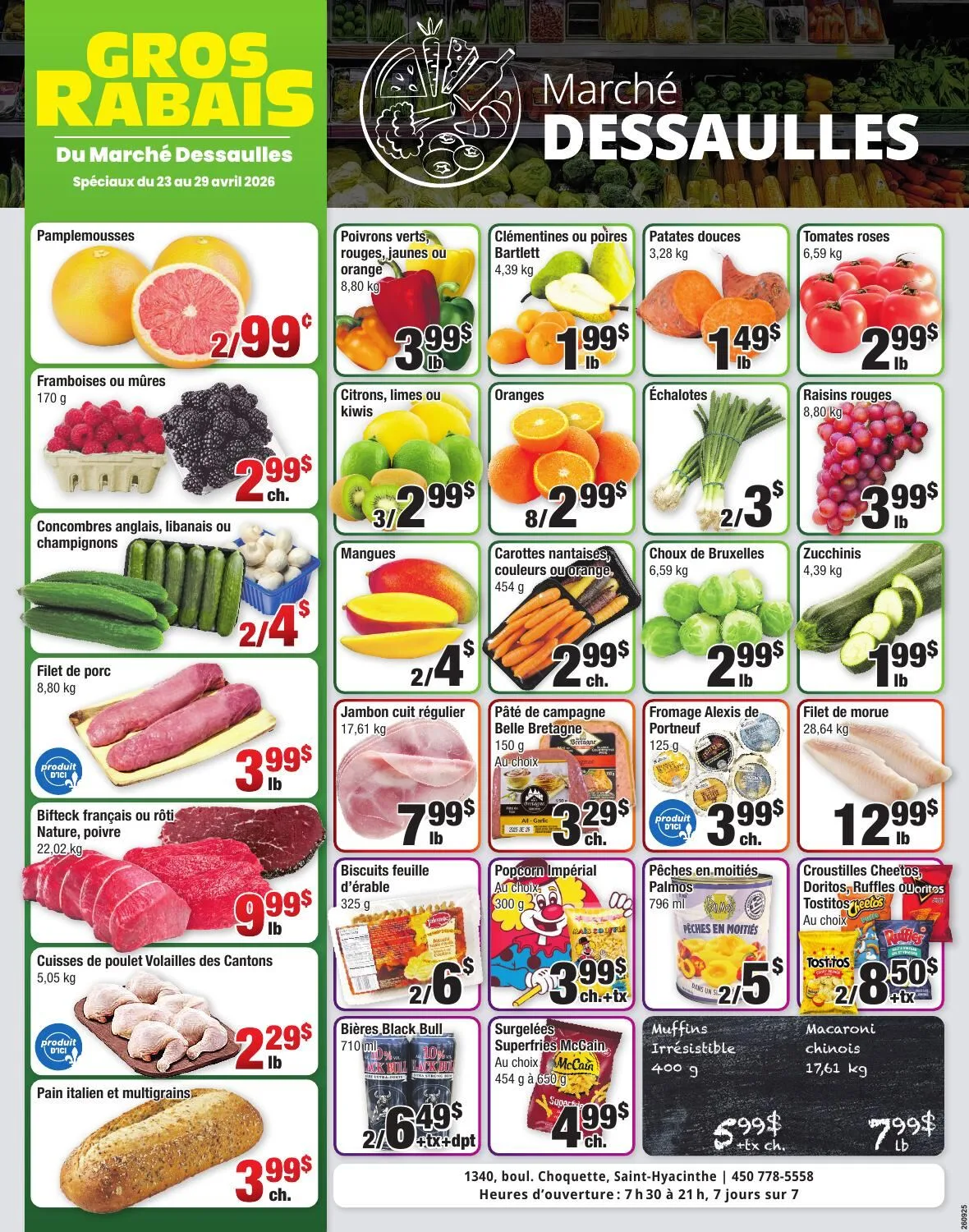 Page 1 de la Circulaire Marché Dessaulles du 23 au 29 avril 2026