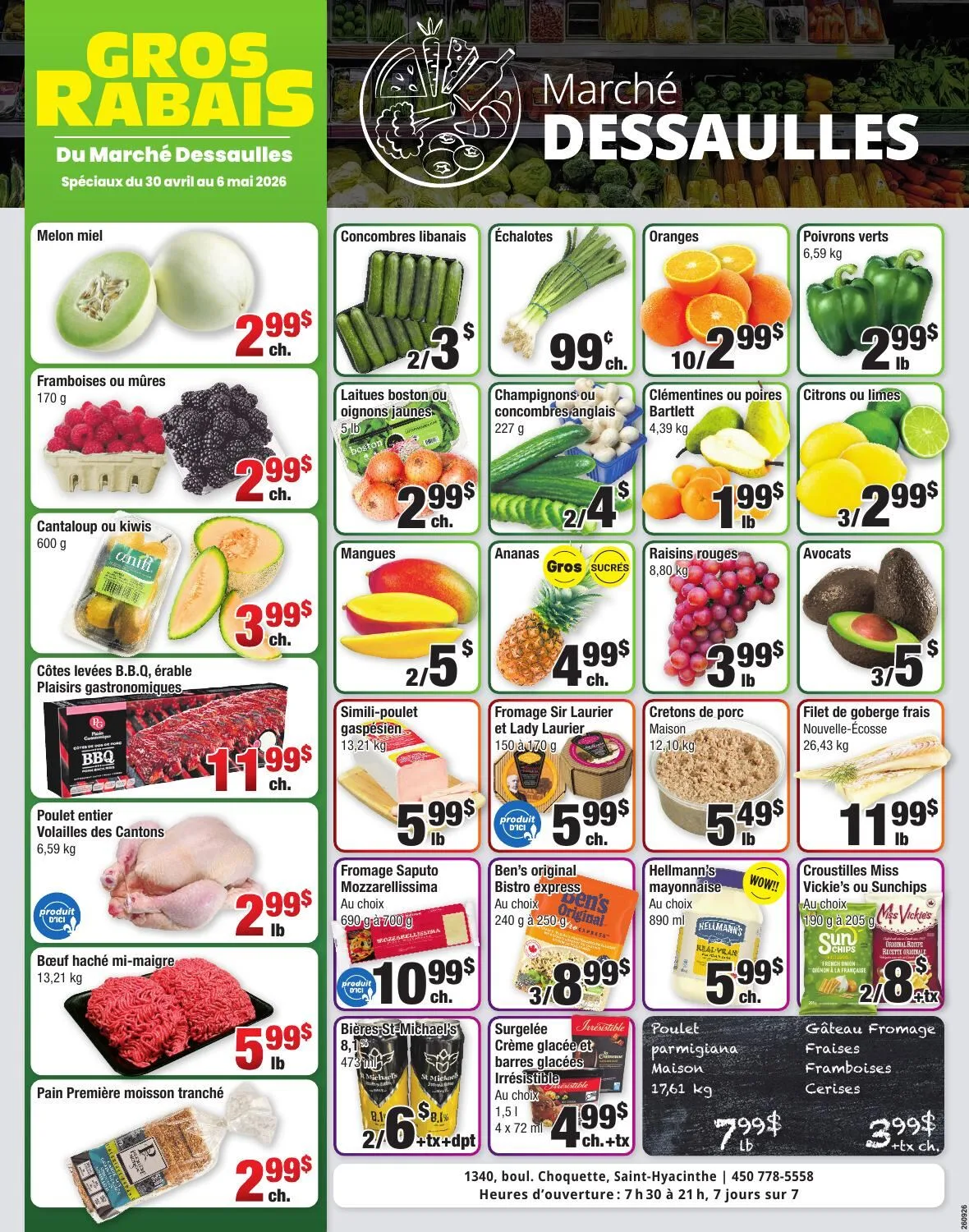 Page 1 de la Circulaire Marché Dessaulles du 30 avril au 6 mai 2026