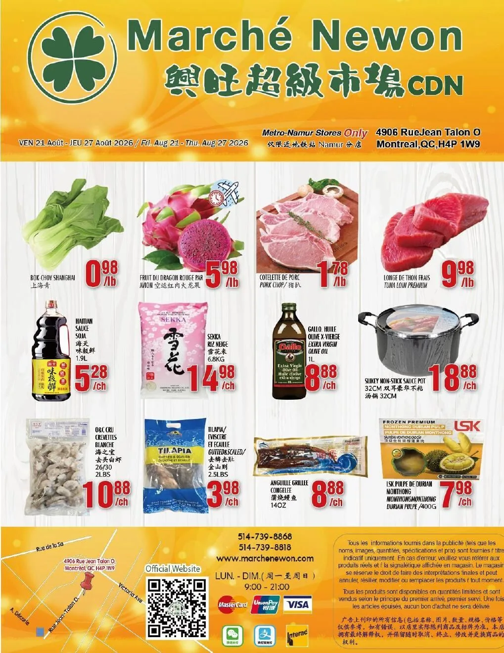 Page 1 de la Circulaire Marché Newon Jean-Talon du 21 au 27 août 2026
