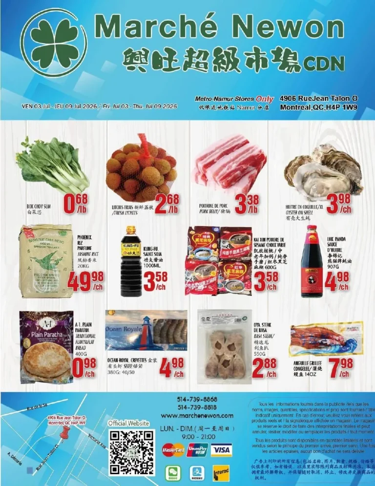 Page 1 de la circulaire Marché Newon Jean-Talon 3 juill. au 9 juill.