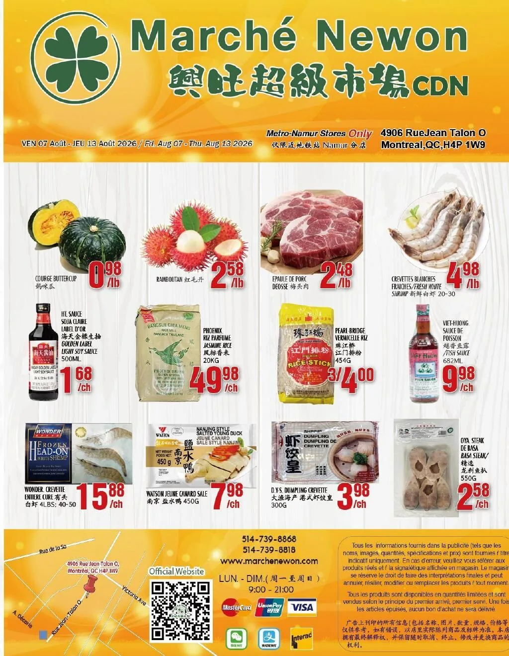 Page 1 de la Circulaire Marché Newon Jean-Talon du 7 au 13 août 2026