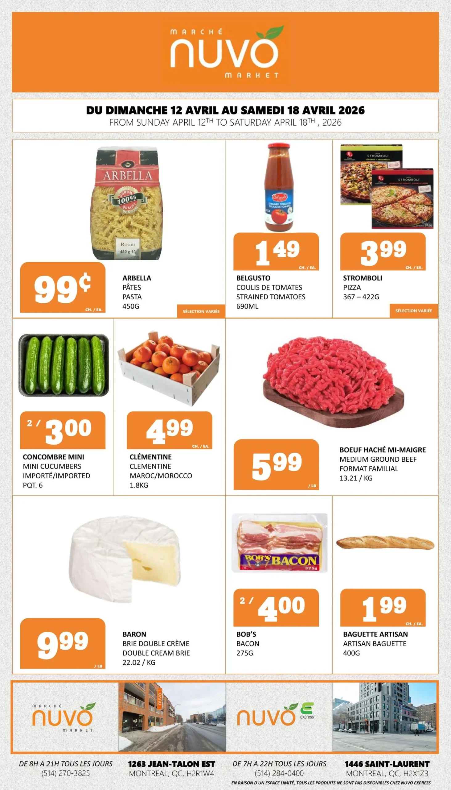 Page 1 de la Circulaire Marché Nuvo du 12 au 18 avril 2026