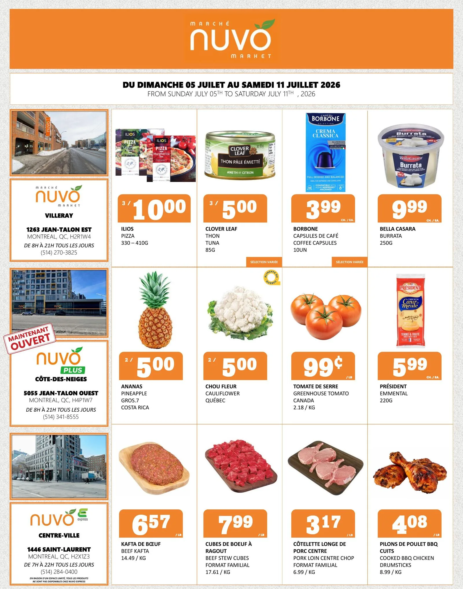 Page 1 de la Circulaire Marché Nuvo du 5 au 11 juillet 2026