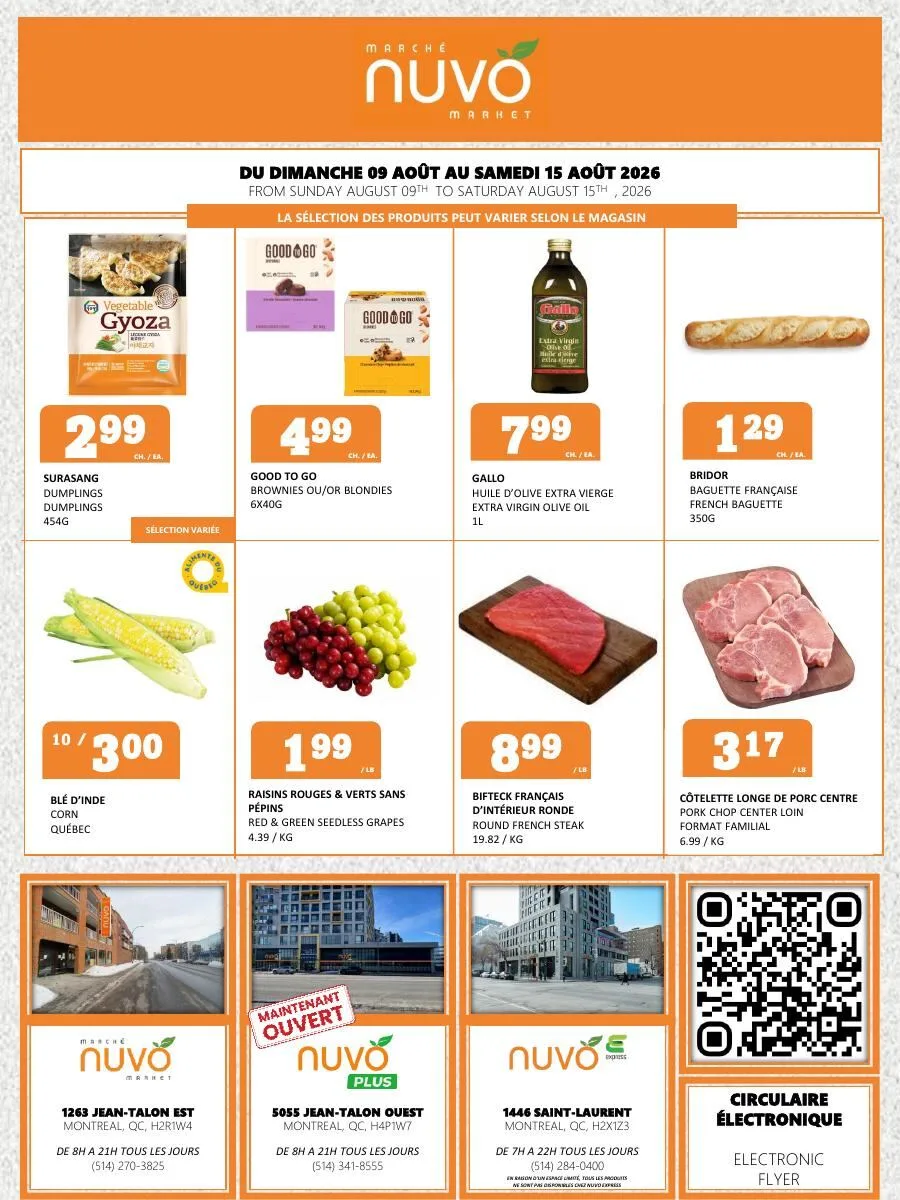 Page 1 de la Circulaire Marché Nuvo du 9 au 15 août 2026