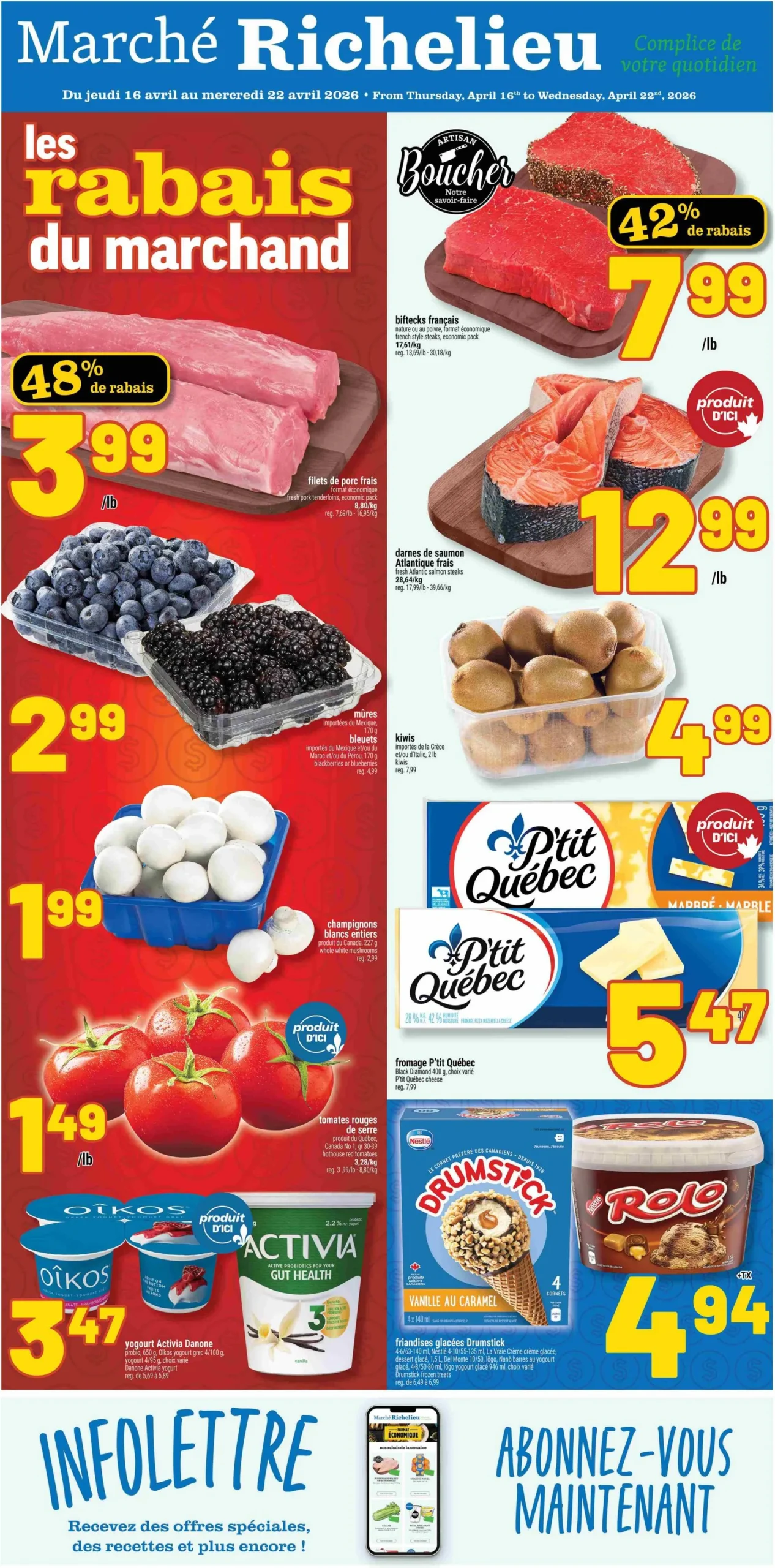 Page 1 de la Circulaire Marché Richelieu du 16 au 22 avril 2026