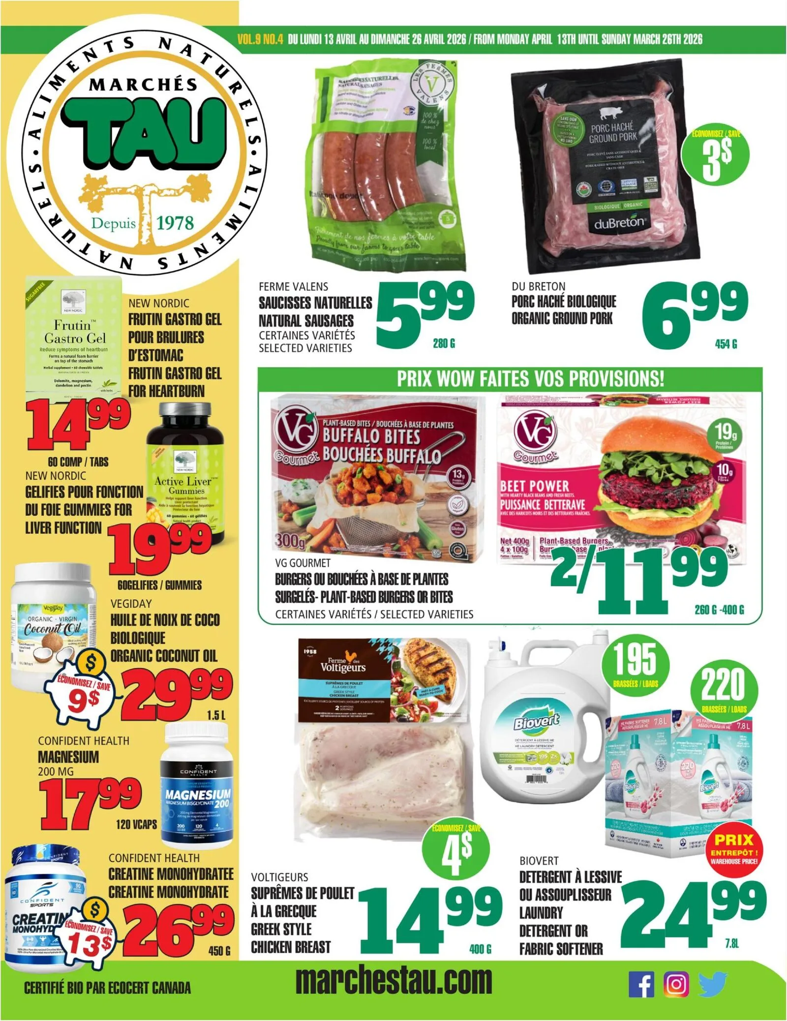 Page 1 de la Circulaire Marchés TAU du 30 mars au 3 mai 2026