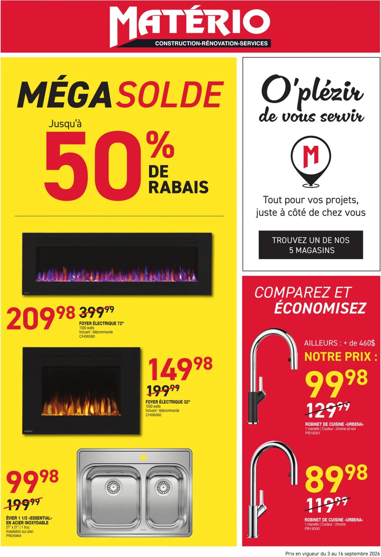Page 1 de la Circulaire Matério du 3 au 16 septembre 2026