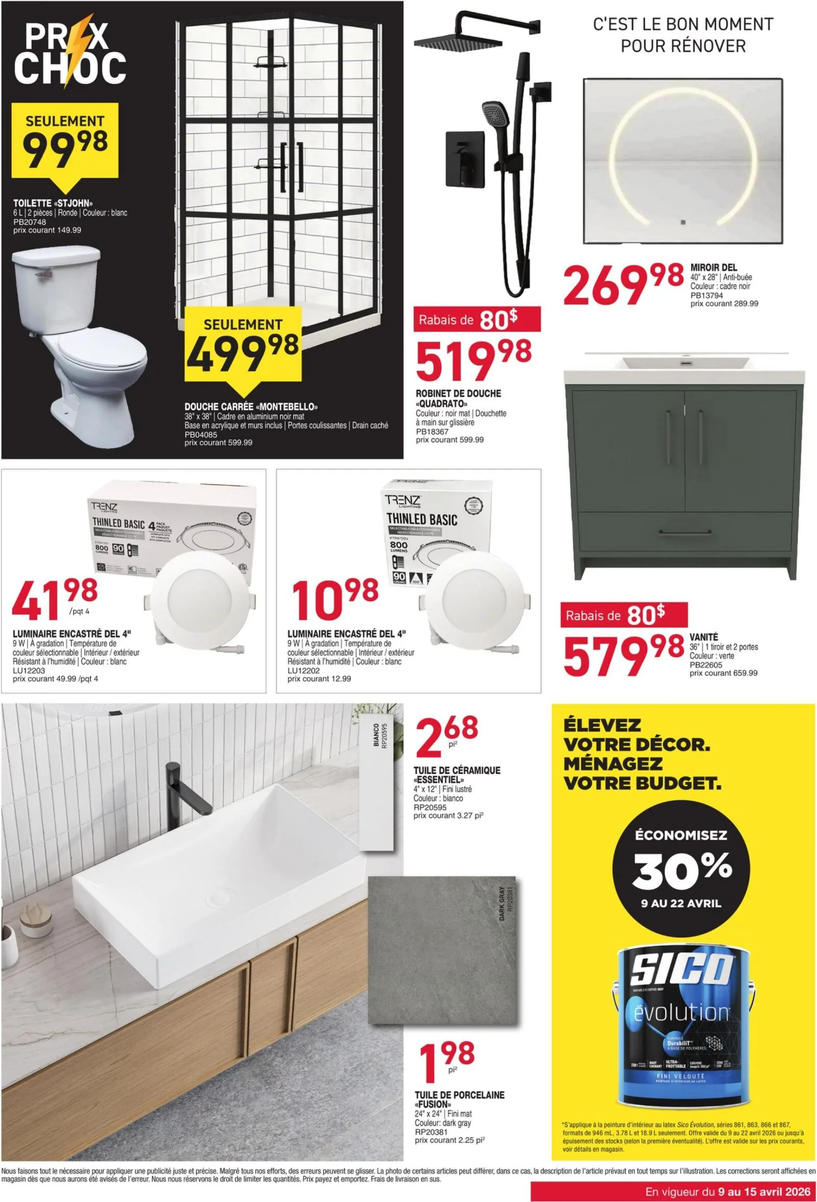 Page 4 de la Circulaire Matério du 9 au 15 avril 2026