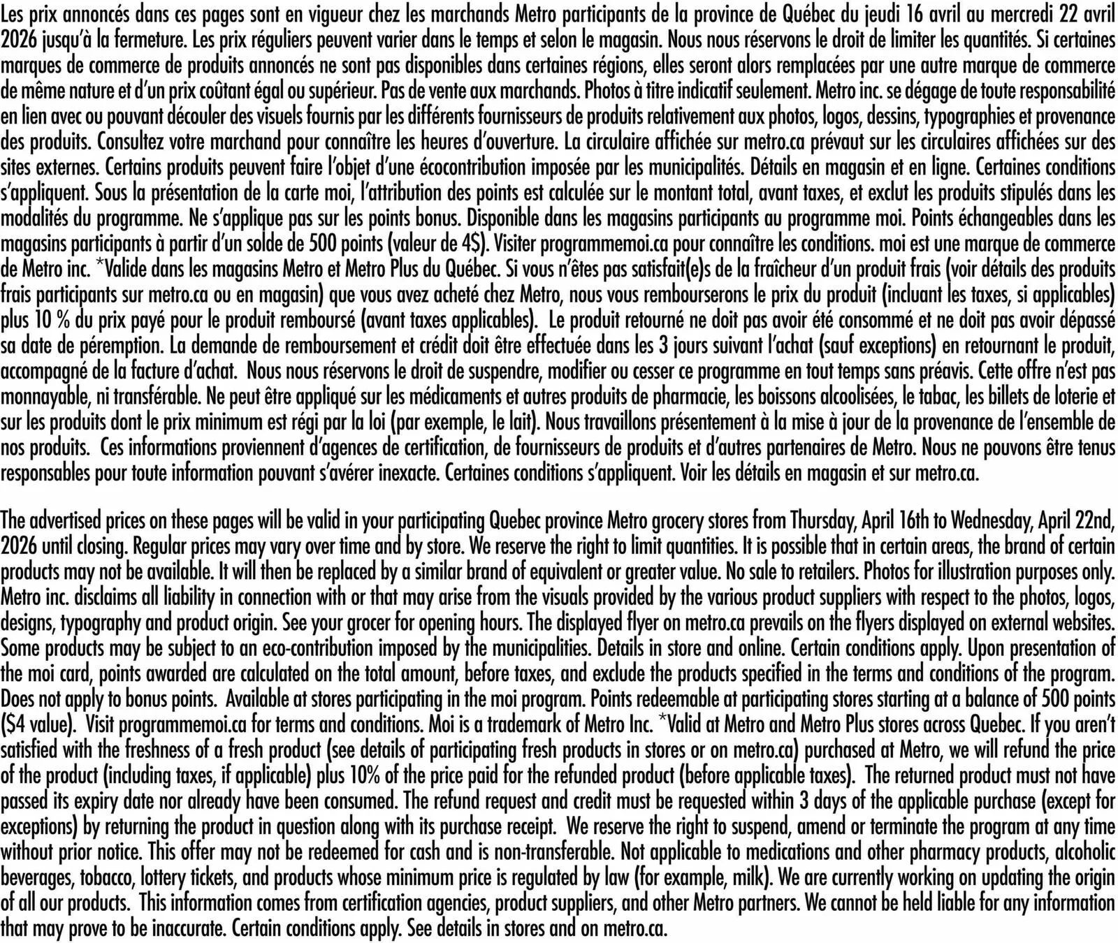 Page 21 de la Circulaire Metro du 16 au 22 avril 2026