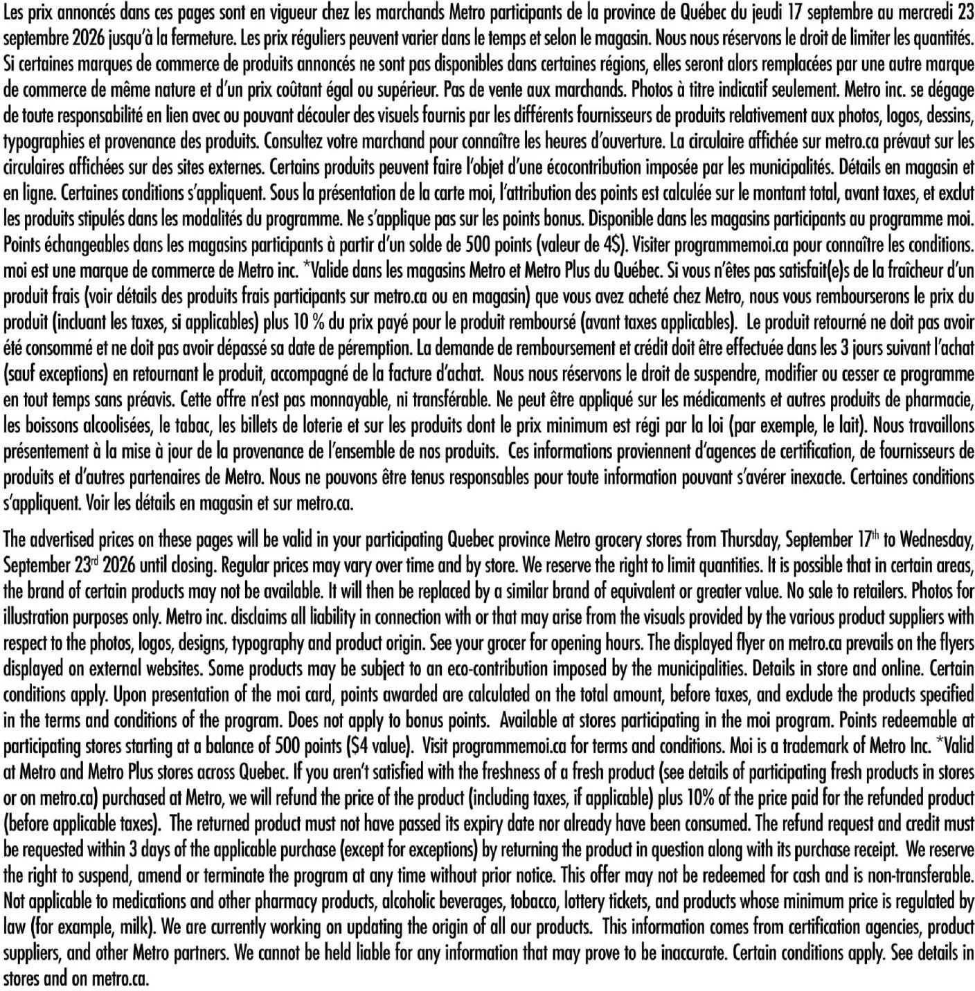 Page 26 de la Circulaire Metro du 17 au 23 septembre 2026