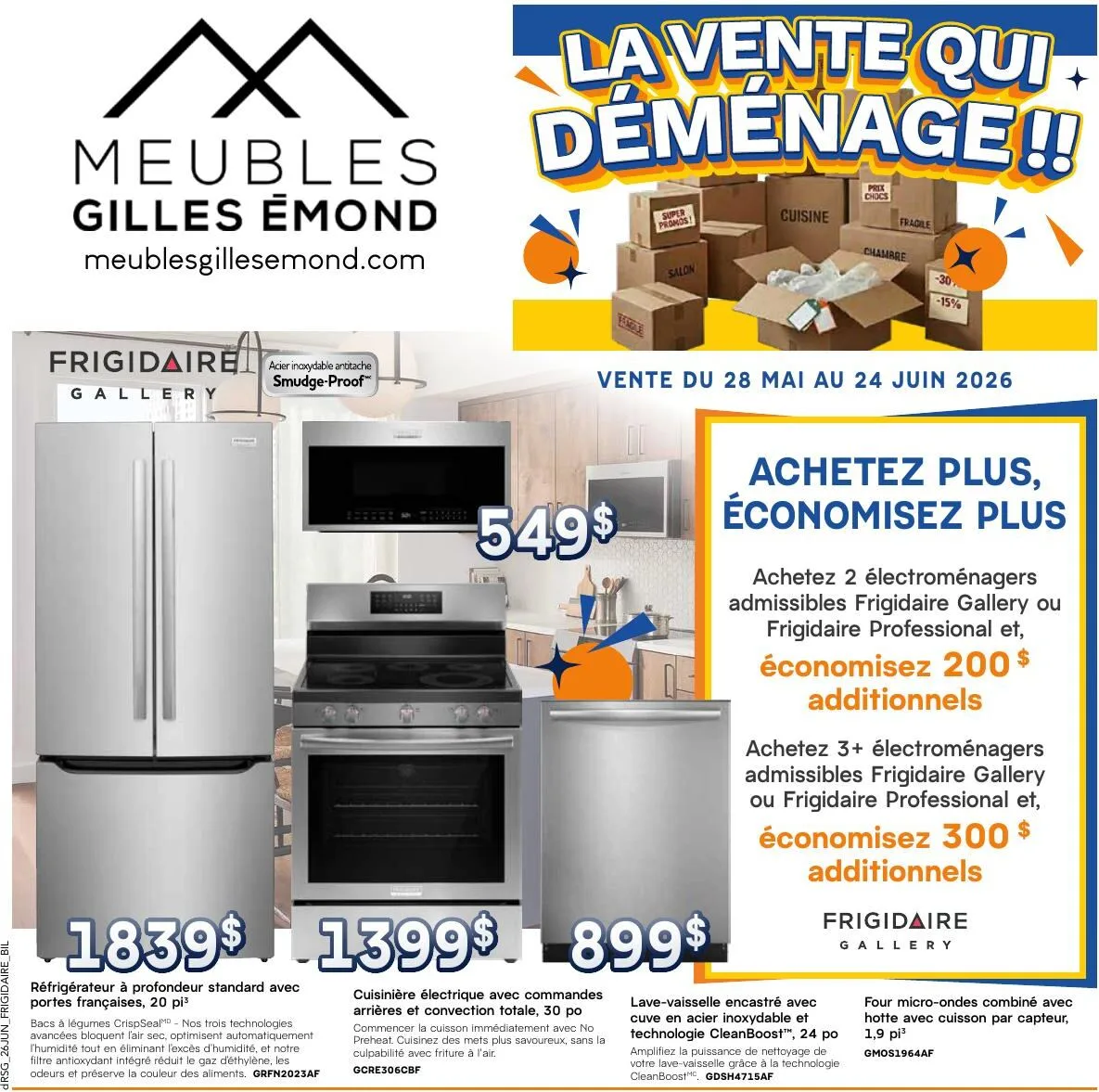 Page 1 de la Circulaire Meubles Gilles Émond Electroménager du 1 au 30 juin 2026