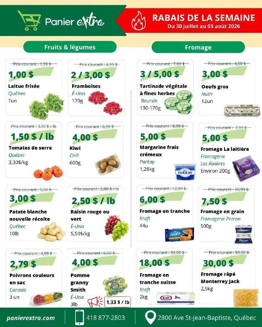 Page 1 de la Circulaire Panier Extra du 30 juillet au 5 août 2026