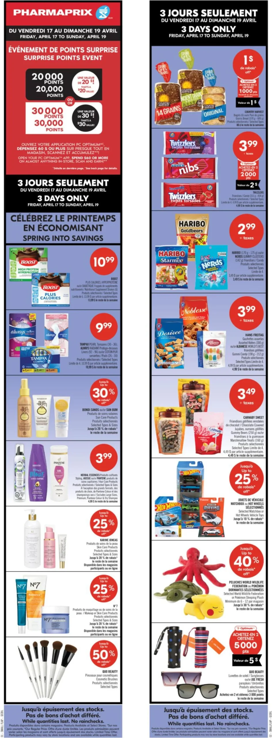 Page 1 de la Circulaire Pharmaprix Événement de Points du 17 au 23 avril 2026