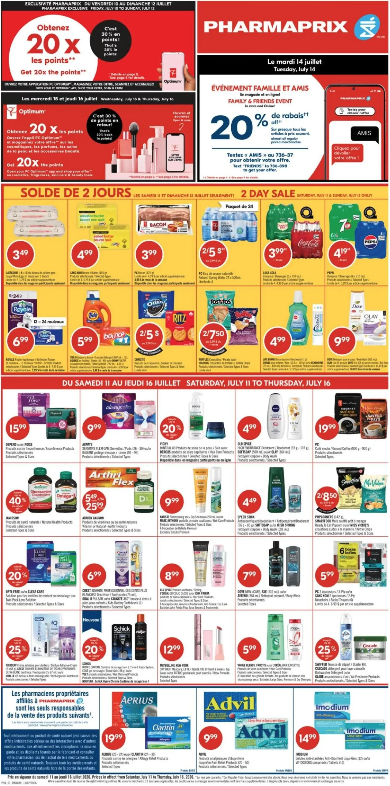 Page 1 de la Circulaire Pharmaprix du 11 au 16 juillet 2026