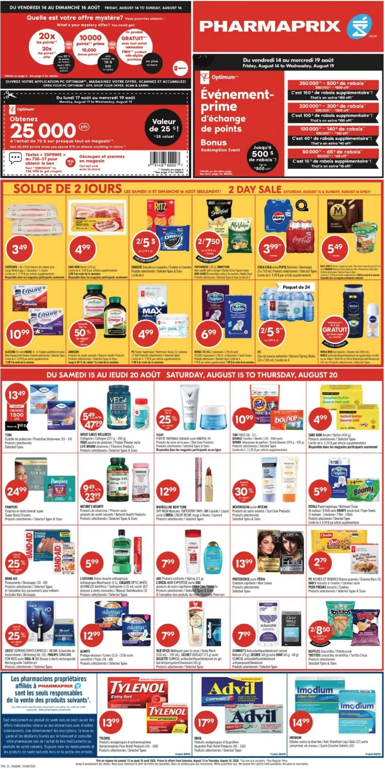 Page 1 de la Circulaire Pharmaprix du 15 au 20 août 2026