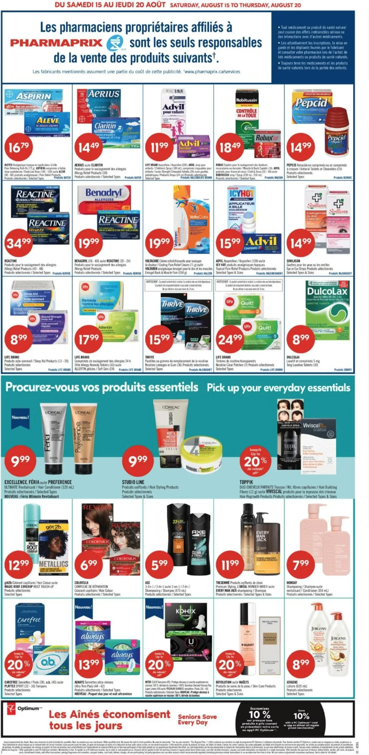 Page 4 de la Circulaire Pharmaprix du 15 au 20 août 2026