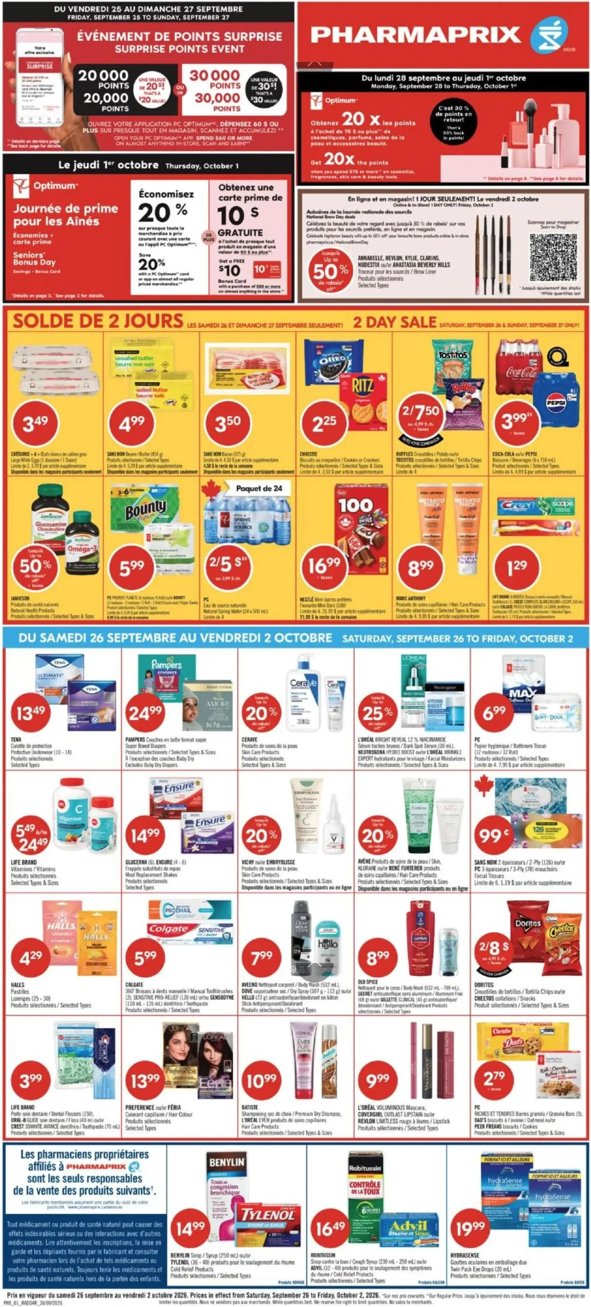 Page 1 de la Circulaire Pharmaprix du 26 septembre au 2 octobre 2026