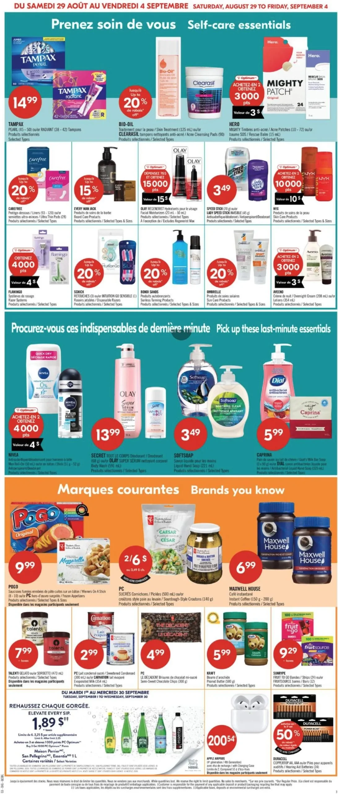 Page 19 de la Circulaire Pharmaprix du 29 août au 3 septembre 2026
