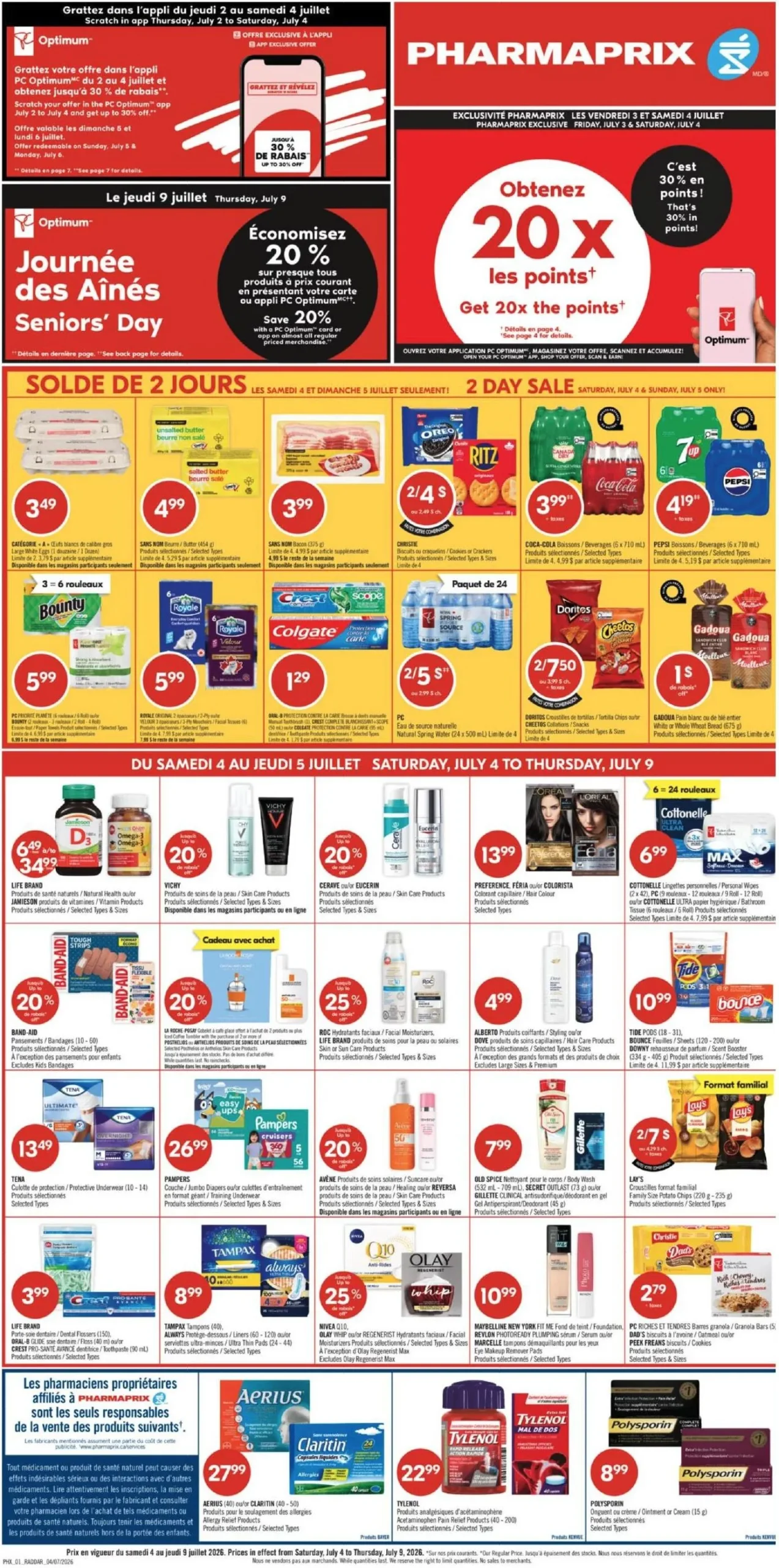 Page 1 de la Circulaire Pharmaprix du 4 au 9 juillet 2026