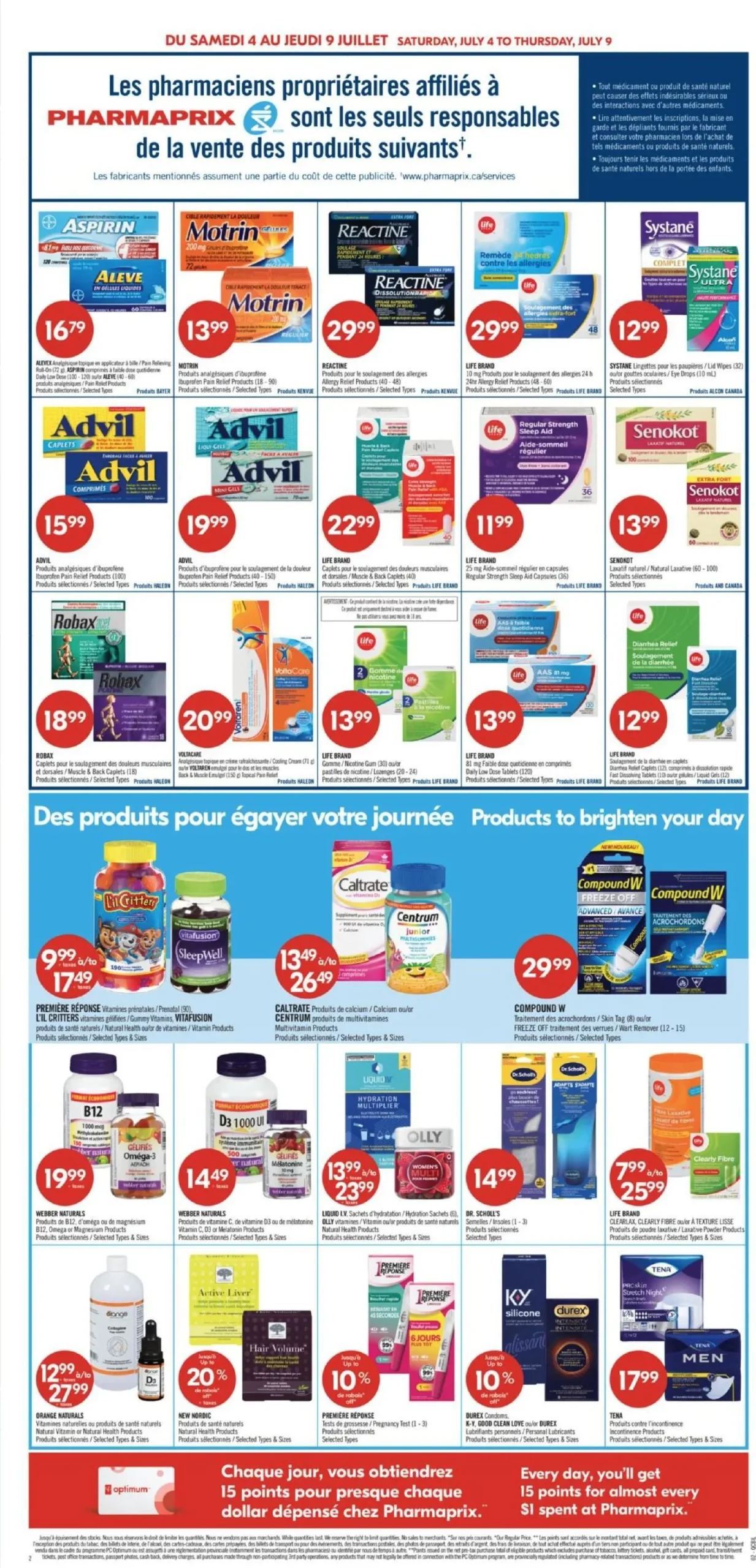 Page 3 de la Circulaire Pharmaprix du 4 au 9 juillet 2026