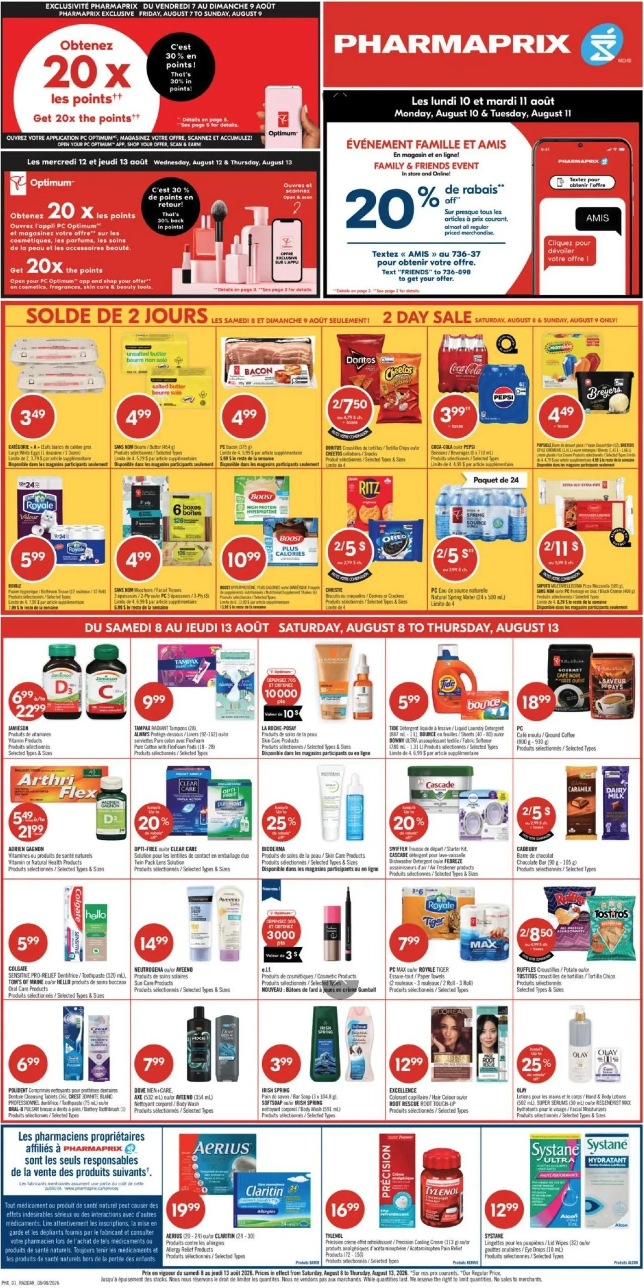 Page 1 de la Circulaire Pharmaprix du 8 au 13 août 2026