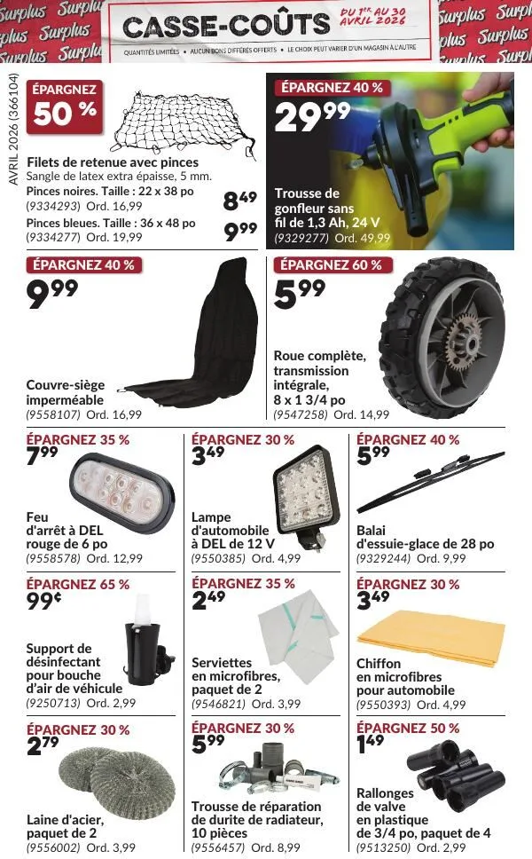 Page 2 de la Circulaire Princess Auto Casse-Coûts du 1 au 30 avril 2026