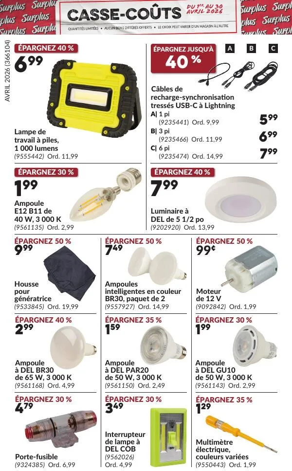 Page 4 de la Circulaire Princess Auto Casse-Coûts du 1 au 30 avril 2026