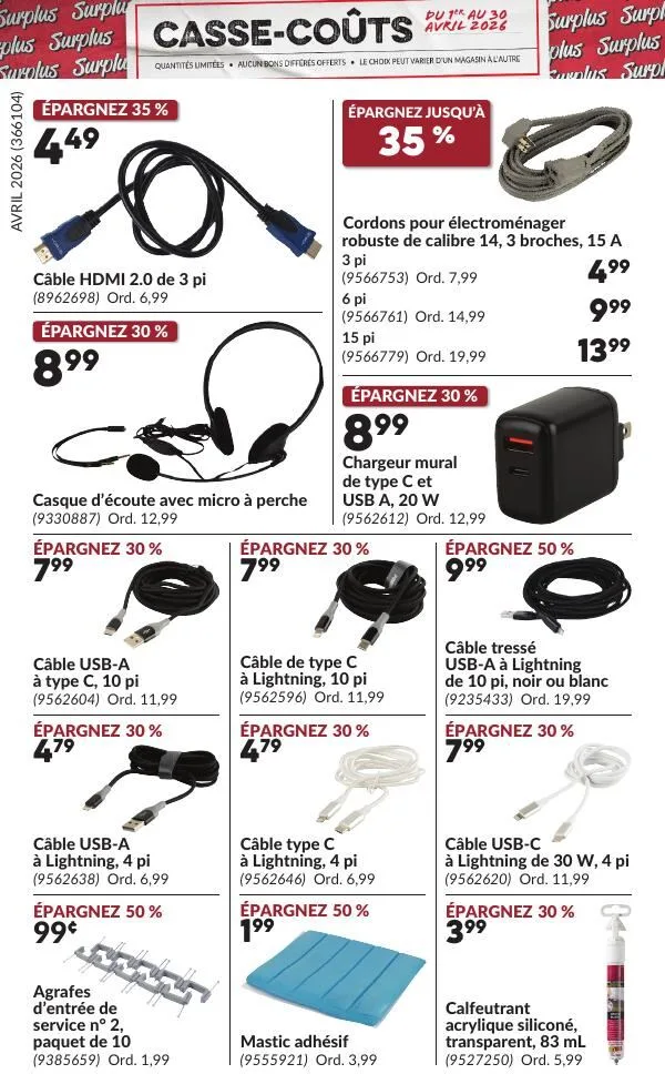 Page 5 de la Circulaire Princess Auto Casse-Coûts du 1 au 30 avril 2026