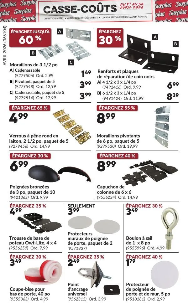 Page 7 de la Circulaire Princess Auto Casse-Coûts du 1 au 30 avril 2026