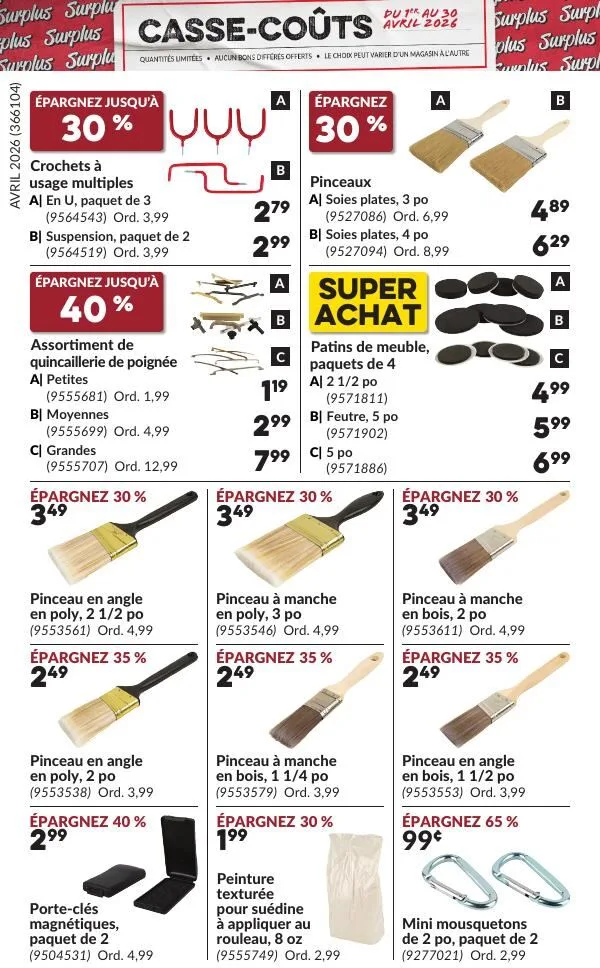 Page 8 de la Circulaire Princess Auto Casse-Coûts du 1 au 30 avril 2026