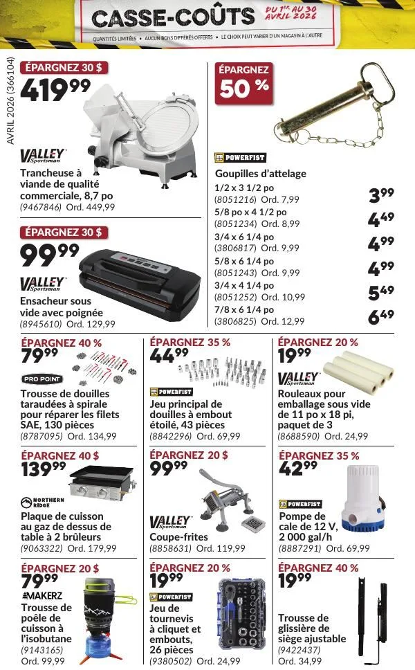 Page 27 de la Circulaire Princess Auto Casse-Coûts du 1 au 30 avril 2026